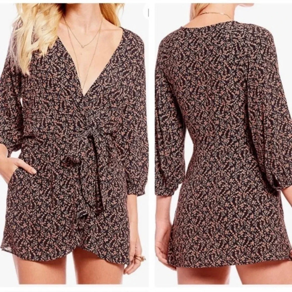 Free People Clara Dress Floral Wrap Dress Mini Long Sleeve Boho Size XS - Picture 3 of 9